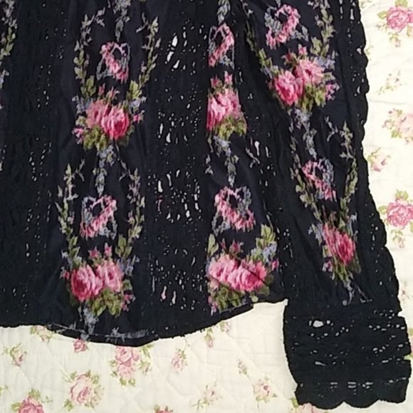 Loveshackfancy Jacque silk floral blouse top Dolce floral crochet lace XS - Picture 14 of 17